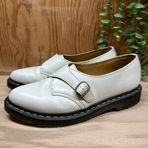 Doc Martens white leather Agnes buckle loafer